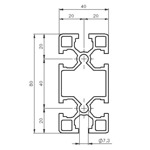 Profile 40×80 – 4 Slot – Profilium